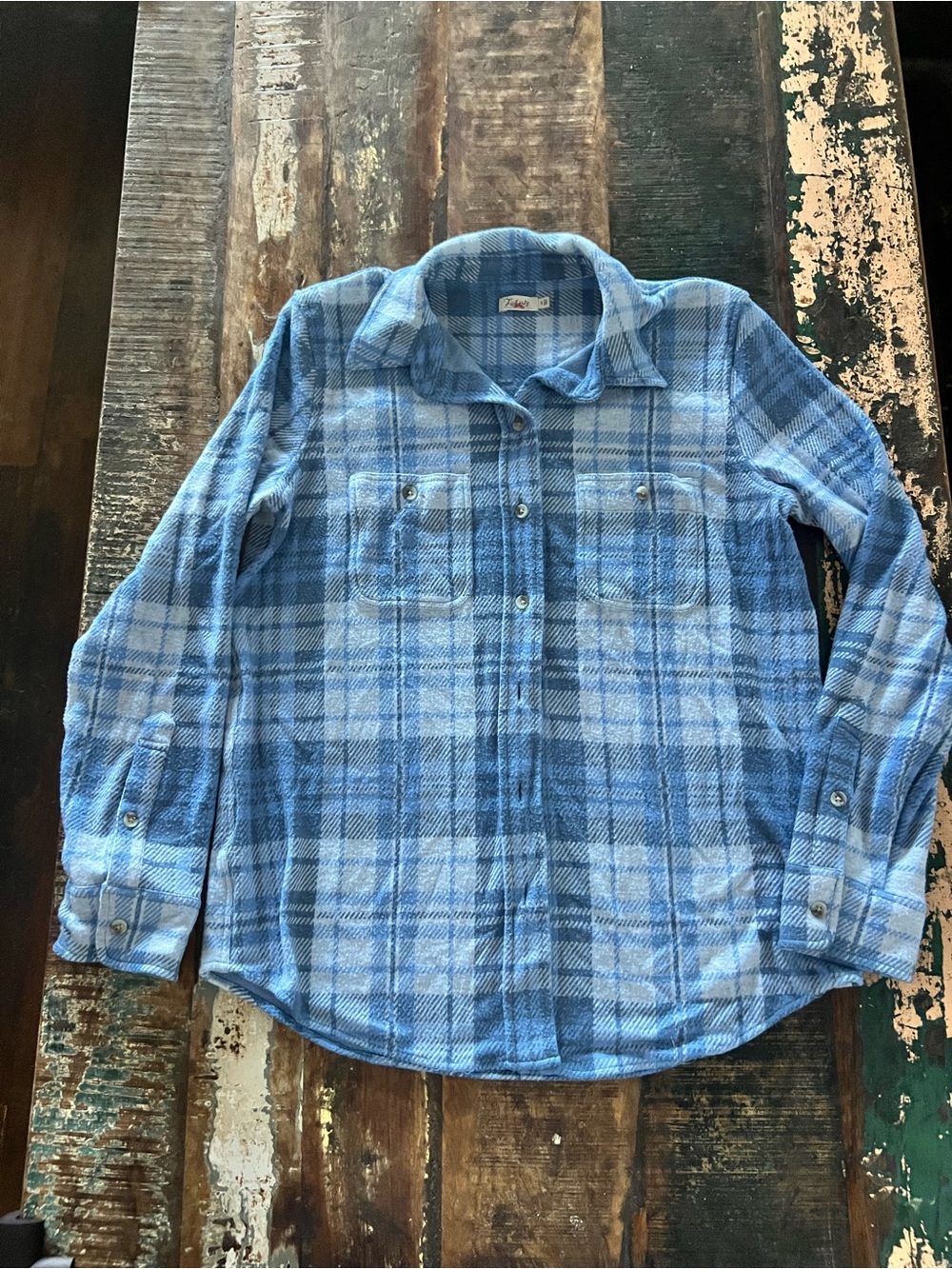 Faherty Light and Dark Blue Plaid Button-Down Shirt
